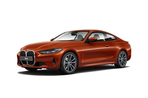 BMW-4-Serie-Coupé-oranje-voorkant-zijkant